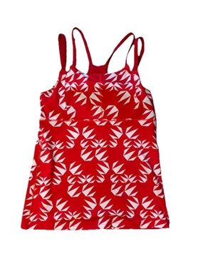 oiselle Red and White Patterned Tank Top